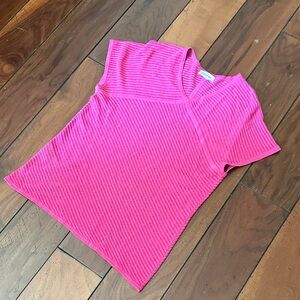 Calvin Klein- Pink Ribbed V-Neck Women Top